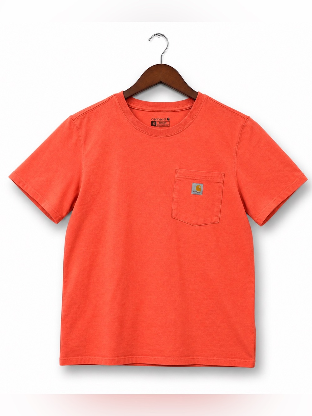Carhartt Boys Medium Orange Pocket T-Shirt Loose Fit Logo Tee